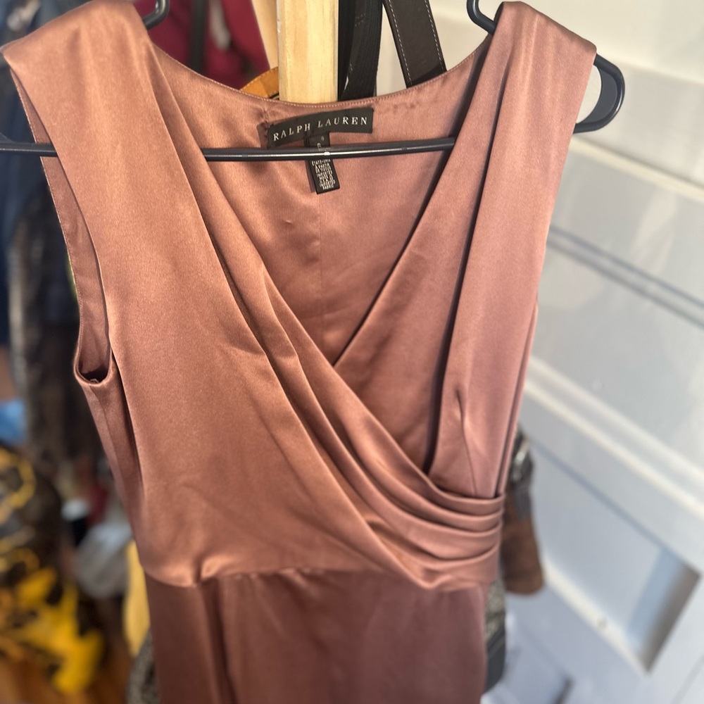 Vintage Ralph Lauren Black Label Dusty Rose Blush 100% silk dress - Picture 6 of 13